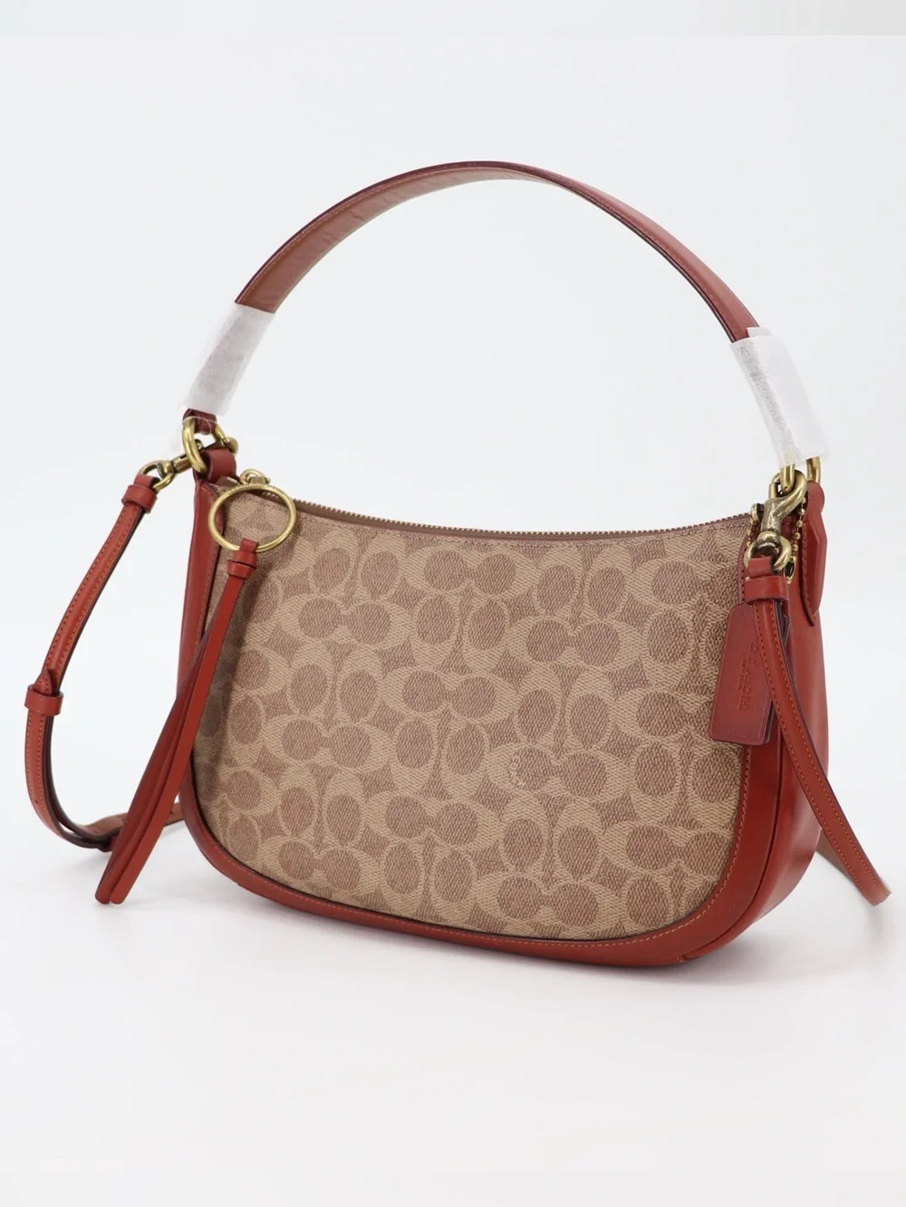 New Coach Signature Sutton Crossbody Shoulder Bag Tan Rust Authentic